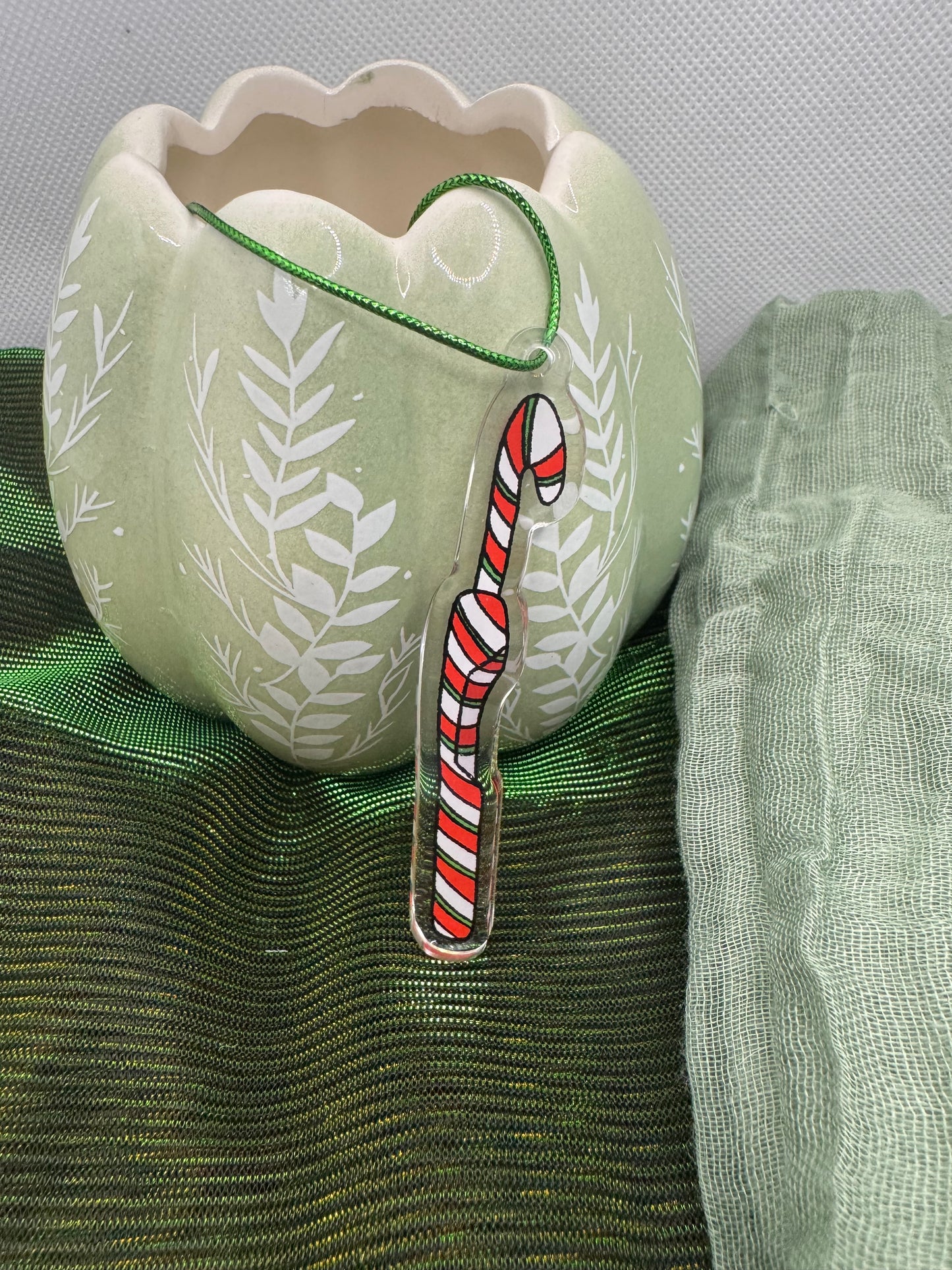 Candy cane crochet hook acrylic tree ornament