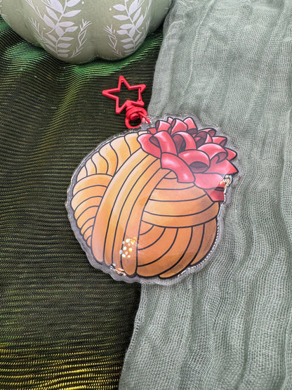 Gold yarn ball keyring