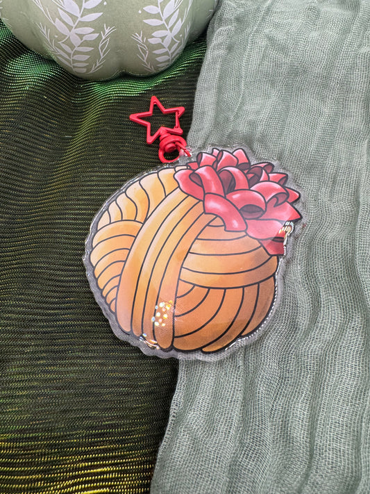 Gold yarn ball keyring