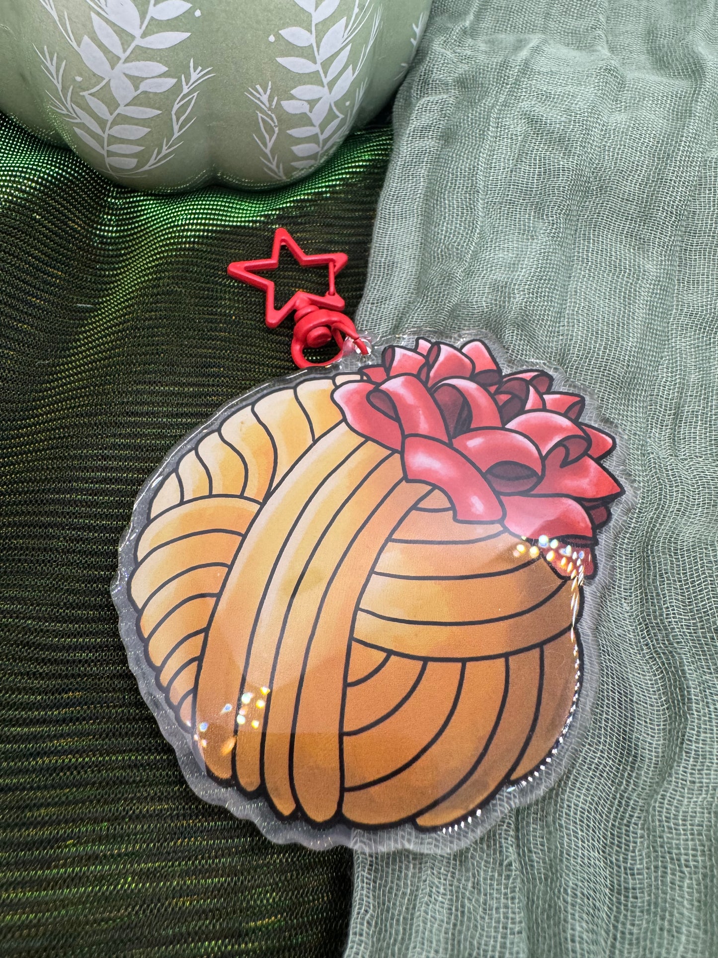 Gold yarn ball keyring