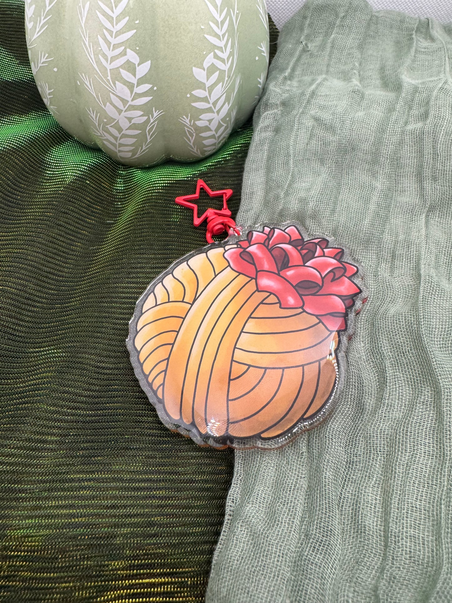 Gold yarn ball keyring