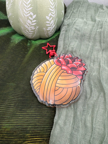 Gold yarn ball keyring