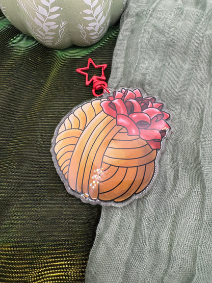 Gold yarn ball keyring