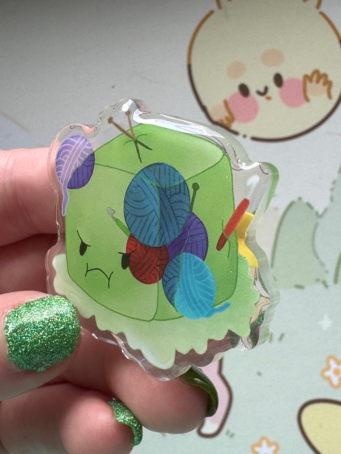Gelatinous cube acrylic pin