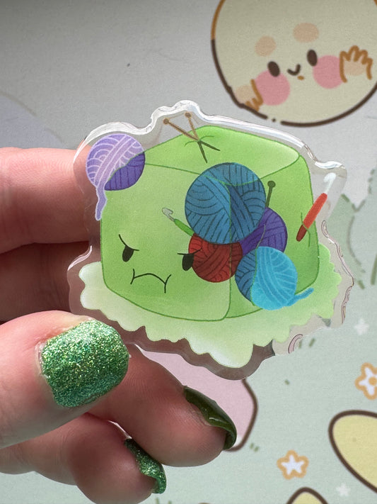 Gelatinous cube acrylic pin