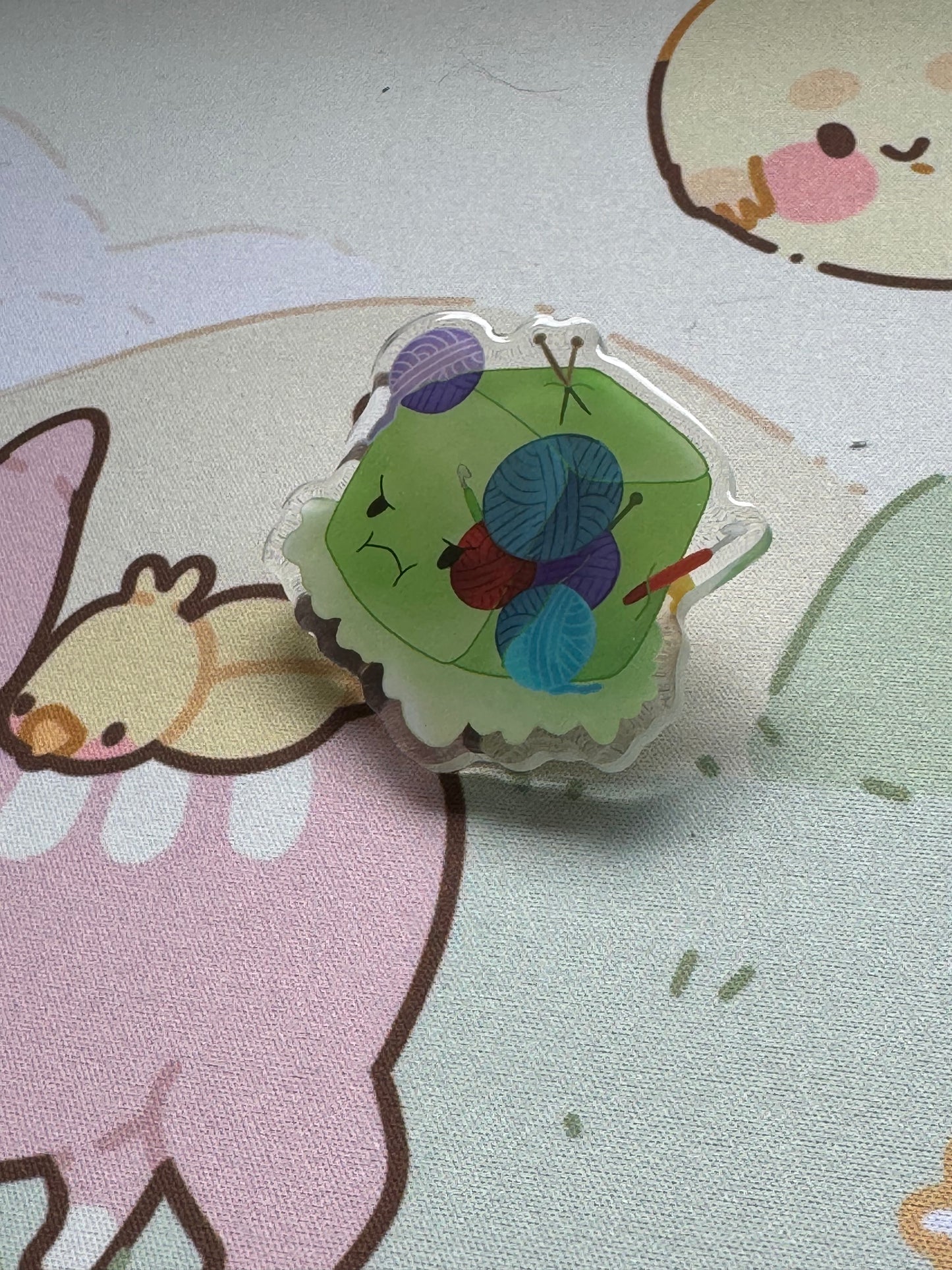 Gelatinous cube acrylic pin