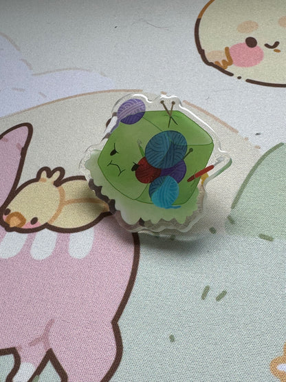Gelatinous cube acrylic pin
