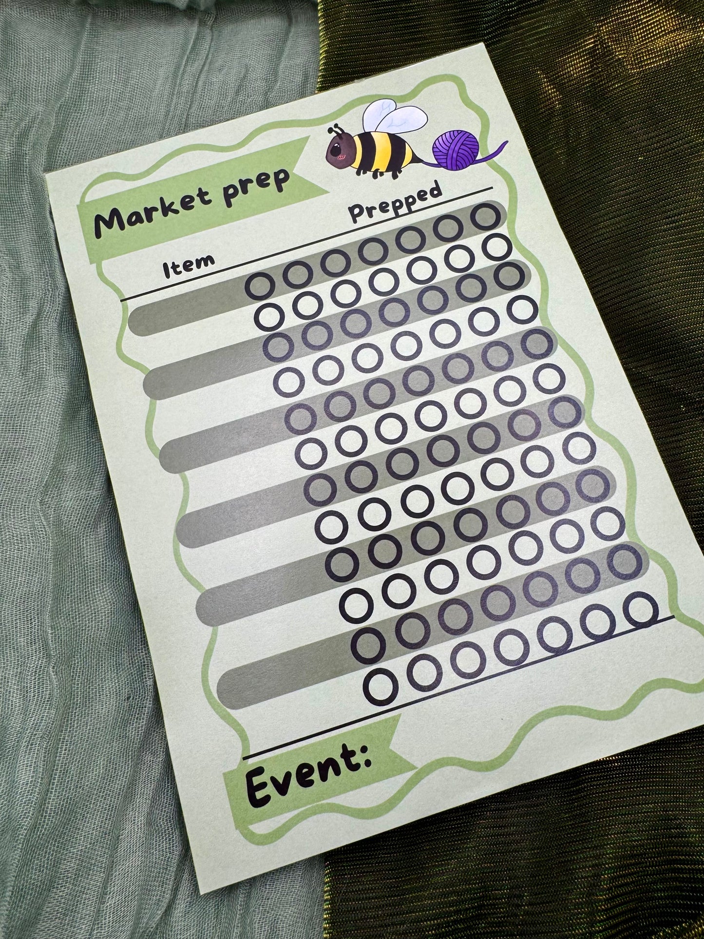 Market prep planner A5 notepad